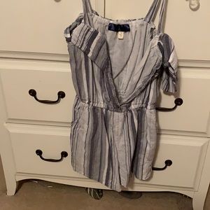 Blue striped romper